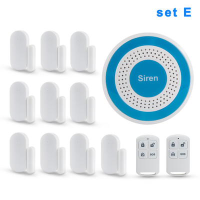 Awaywar 433MHz belaidė apsauga nuo įsilaužimo signalizacijos sistemos strobacinės sirenos rinkinys PIR judesio / durų jutiklio gaisro dūmų detektorius išmaniesiems namams