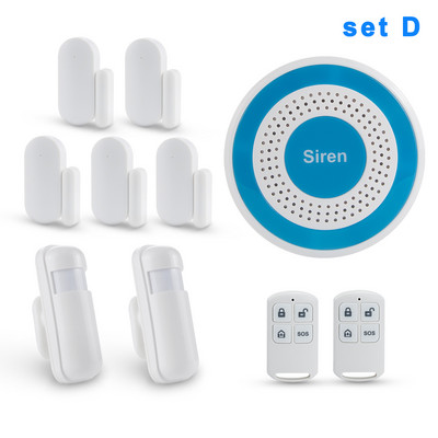Awaywar 433MHz belaidė apsauga nuo įsilaužimo signalizacijos sistemos strobacinės sirenos rinkinys PIR judesio / durų jutiklio gaisro dūmų detektorius išmaniesiems namams
