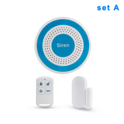 Awaywar 433MHz belaidė apsauga nuo įsilaužimo signalizacijos sistemos strobacinės sirenos rinkinys PIR judesio / durų jutiklio gaisro dūmų detektorius išmaniesiems namams