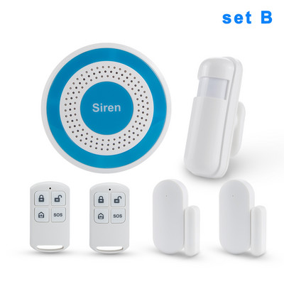 Awaywar 433MHz belaidė apsauga nuo įsilaužimo signalizacijos sistemos strobacinės sirenos rinkinys PIR judesio / durų jutiklio gaisro dūmų detektorius išmaniesiems namams