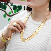 Luxus szett nyaklánc karkötő fülbevaló gyűrű érme lánc esküvői ékszer készlet nőknek Csúcskategóriás ajándékok