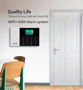 GauTone PG-105 WIFI GSM алармена система 433MHz Домашна охранителна аларма Интелигентни комплекти RFID PIR детектор за движение с IP камера APP контрол