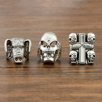 Hot Scary Movie Jewelry Eddie Munson Ring Accessories Hellfire Club Rings Δώρο ανδρών Vintage Punk Skull κοσμήματα με δαχτυλίδι για θαυμαστές Δώρο