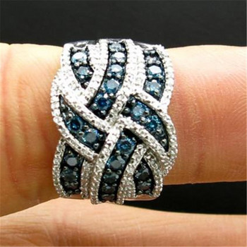 Milangirl Luxury Cubic Zirconia Rings για Γυναικεία Κοσμήματα Γάμος Αρραβώνας Σκούρο Μπλε Δαχτυλίδια Statement Anel