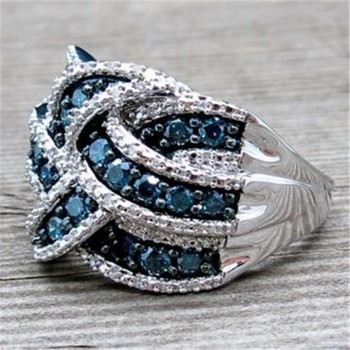 Milangirl Луксозни пръстени с кубичен цирконий за жени Бижута Сватбени годежни тъмносини пръстени Изявление Anel