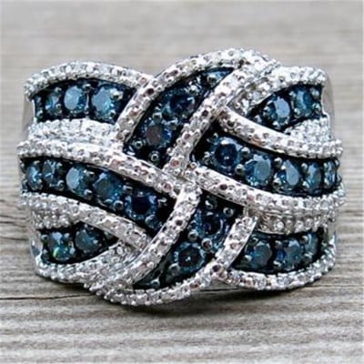 Milangirl Luxury Cubic Zirconia Rings για Γυναικεία Κοσμήματα Γάμος Αρραβώνας Σκούρο Μπλε Δαχτυλίδια Statement Anel