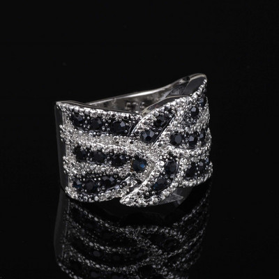 Milangirl Luxury Cubic Zirconia Rings για Γυναικεία Κοσμήματα Γάμος Αρραβώνας Σκούρο Μπλε Δαχτυλίδια Statement Anel