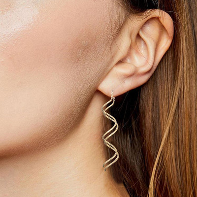 Egyedi csavart rúd hosszú vonalú láncfülbevaló lelógó fülbevaló női divatos egyszerű ékszer ajándék 1 pár