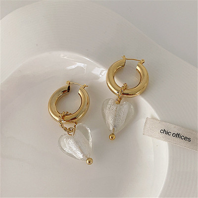 XIALUOKE geometriniai skaidraus stiklo pakabukai nuo širdies auskarai moterims vintažiniai hiperboliniai auskarai vakarėlio papuošalų priedai