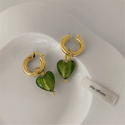 XIALUOKE geometriniai skaidraus stiklo pakabukai nuo širdies auskarai moterims vintažiniai hiperboliniai auskarai vakarėlio papuošalų priedai