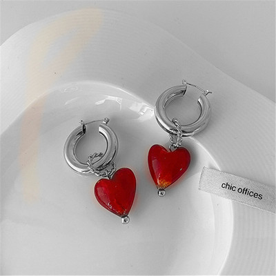 XIALUOKE geometriniai skaidraus stiklo pakabukai nuo širdies auskarai moterims vintažiniai hiperboliniai auskarai vakarėlio papuošalų priedai