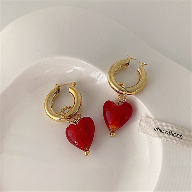 XIALUOKE geometriniai skaidraus stiklo pakabukai nuo širdies auskarai moterims vintažiniai hiperboliniai auskarai vakarėlio papuošalų priedai