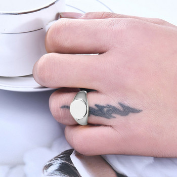 Γυναικείο δαχτυλίδι γυαλιστερή σφραγίδα χοντρό οβάλ πλάτος δαχτυλίδι από ανοξείδωτο ατσάλι Απλά αξεσουάρ πανκ μόδας κοσμημάτων