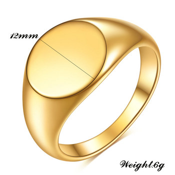 Дамски пръстен с печат, полиран печат, масивен пръстен с овална ширина от неръждаема стомана, прости пънк модни бижута, аксесоари