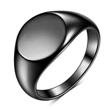 Дамски пръстен с печат, полиран печат, масивен пръстен с овална ширина от неръждаема стомана, прости пънк модни бижута, аксесоари
