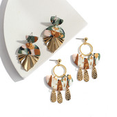 AENSOA 2021 m. Naujoji Korėjos madinga metalo ploymer molio ilga kabanti auskarai moterims Unikalaus dizaino geometriniai auskarai papuošalai