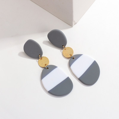 AENSOA 2021 m. Naujoji Korėjos madinga metalo ploymer molio ilga kabanti auskarai moterims Unikalaus dizaino geometriniai auskarai papuošalai