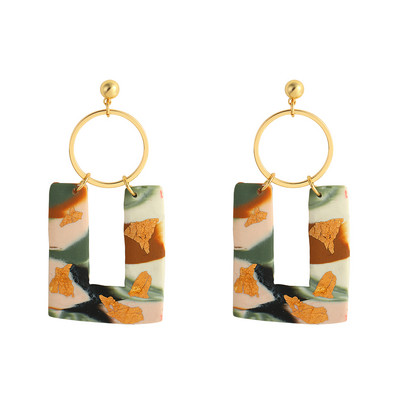 AENSOA 2021 m. Naujoji Korėjos madinga metalo ploymer molio ilga kabanti auskarai moterims Unikalaus dizaino geometriniai auskarai papuošalai