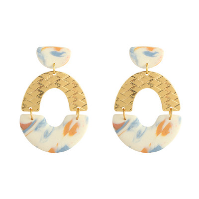 AENSOA 2021 m. Naujoji Korėjos madinga metalo ploymer molio ilga kabanti auskarai moterims Unikalaus dizaino geometriniai auskarai papuošalai