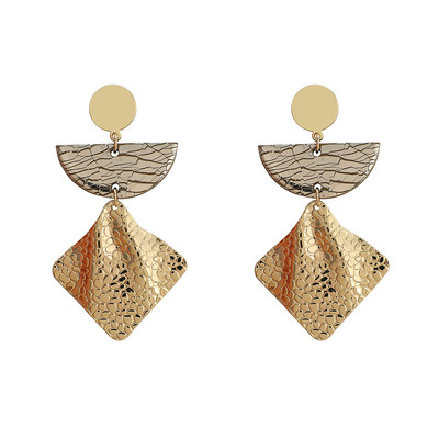 AENSOA 2021 m. Naujoji Korėjos madinga metalo ploymer molio ilga kabanti auskarai moterims Unikalaus dizaino geometriniai auskarai papuošalai