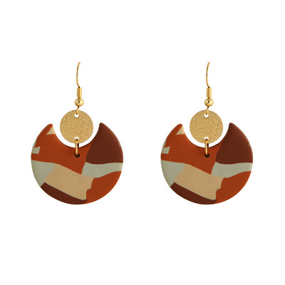 AENSOA 2021 m. Naujoji Korėjos madinga metalo ploymer molio ilga kabanti auskarai moterims Unikalaus dizaino geometriniai auskarai papuošalai