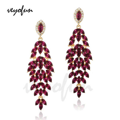 Veyofun Prabangūs Crystal Drop Auskarai Vintažiniai Vestuviniai Kabantys Auskarai Madingi Papuošalai Moterims Dovanų Didmeninė prekyba