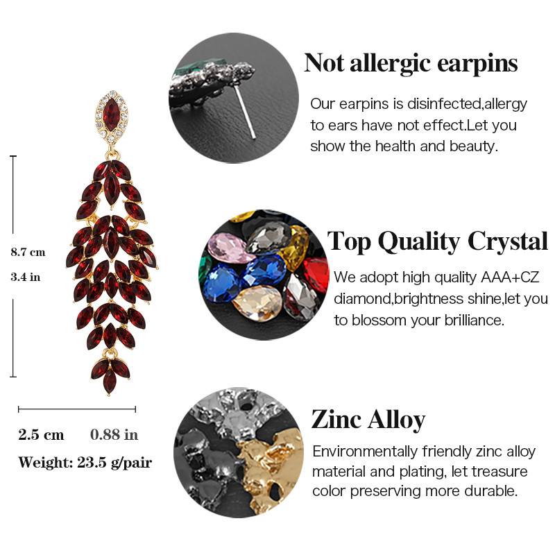 Veyofun Prabangūs Crystal Drop Auskarai Vintažiniai Vestuviniai Kabantys Auskarai Madingi Papuošalai Moterims Dovanų Didmeninė prekyba