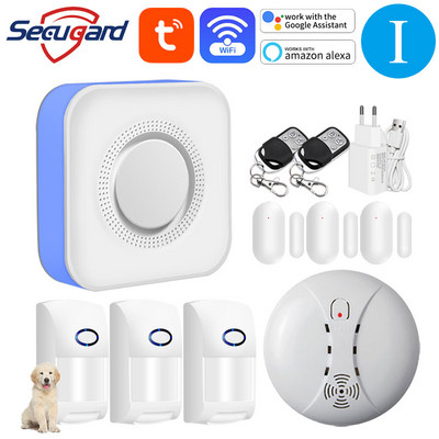 WiFi koduvalve häiresüsteem Tuya Gateway 433MHz traadita detektor Host sissemurdmisalarm Smart Life APP juhtimine Alexa ja Google