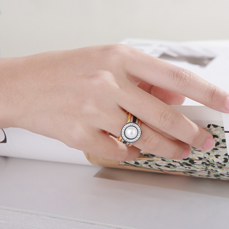 Кръгъл черупков пръстен от неръждаема стомана за жени Моден многоцветен луксозен сватбен пръстен със кристали Аксесоари за бижута със сърце