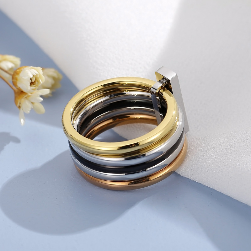 Кръгъл черупков пръстен от неръждаема стомана за жени Моден многоцветен луксозен сватбен пръстен със кристали Аксесоари за бижута със сърце