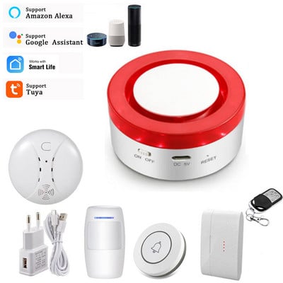 Tuya Smart Strobe Flash sirēnas skaņa un gaisma bezvadu 433Mhz mājas drošības aizsardzībai ielaušanās signalizācijas sistēmu komplekti
