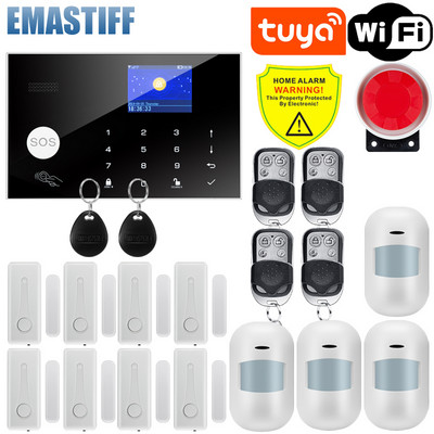 Tuya WiFi GSM namų saugumas Apsauga išmanioji signalizacijos sistema LCD ekranas įsilaužimo rinkinys Mobilioji APP nuotolinio valdymo pulto svirtis ir išjungimas