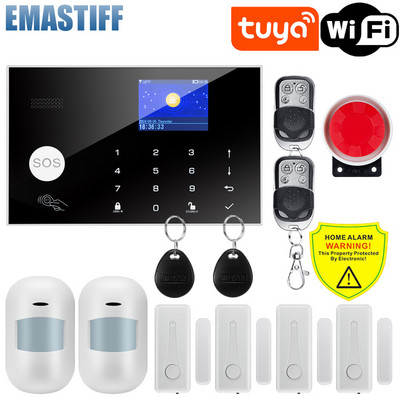 Tuya WiFi GSM namų saugumas Apsauga išmanioji signalizacijos sistema LCD ekranas įsilaužimo rinkinys Mobilioji APP nuotolinio valdymo pulto svirtis ir išjungimas