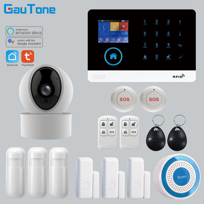 APP tālvadības pults Bezvadu mājas drošība WIFI GSM SOS GPRS Signalizācijas sistēma ar kameru RFID karti Arm Disarm Android un IOS ierīcēm