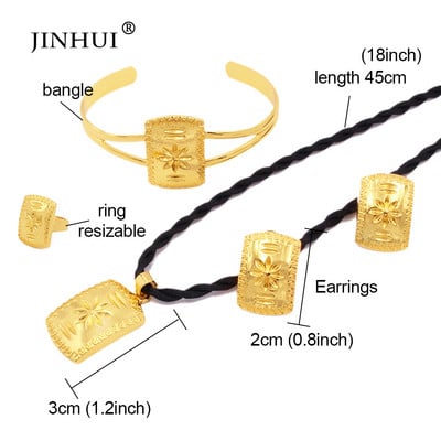 Papuošalų rinkiniai karoliai auskarai žiedai apyrankių rinkinys aukso spalvos papuošalų rinkiniai Afrikos moterims vestuvėms Etiopijos Dubajaus vestuvių dovana