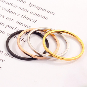 Пръстени за жени Титаниева стомана цвят розово злато Корейски бижута Мъжки обикновени сватбени двойки Ширина на опашката 1 mm Подреждащ се тънък кръг