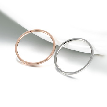 Пръстени за жени Титаниева стомана цвят розово злато Корейски бижута Мъжки обикновени сватбени двойки Ширина на опашката 1 mm Подреждащ се тънък кръг