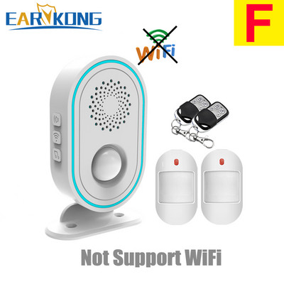 EARYKONG WiFi namų signalizacijos sistema, belaidė 433 MHz blykstės sirena, judesio jutiklis infraraudonųjų spindulių PIR žmogaus aptikimo programėlė Tuyasmart Smart Life