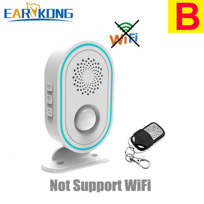 EARYKONG WiFi namų signalizacijos sistema, belaidė 433 MHz blykstės sirena, judesio jutiklis infraraudonųjų spindulių PIR žmogaus aptikimo programėlė Tuyasmart Smart Life