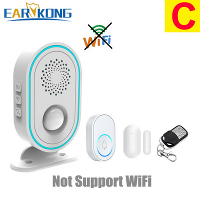 EARYKONG WiFi namų signalizacijos sistema, belaidė 433 MHz blykstės sirena, judesio jutiklis infraraudonųjų spindulių PIR žmogaus aptikimo programėlė Tuyasmart Smart Life