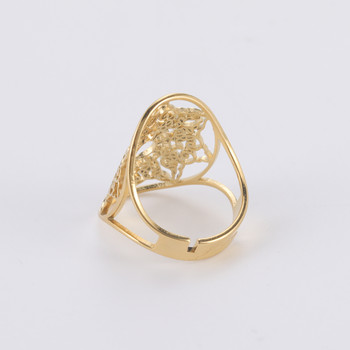 Skyrim Регулируем златен цвят Геометричен филигранен пръстен с цветя за жени Реколта пръстени за пръсти от неръждаема стомана 2023 Тенденция на бижута