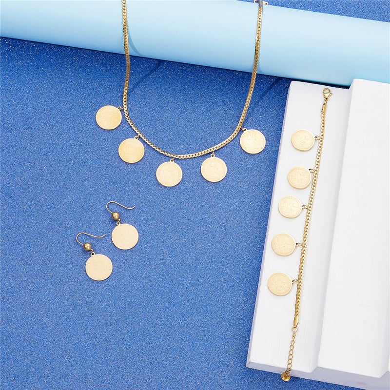 LUIZADA 2022 Gegužės mėn. karštai parduodami aksesuarai vestuvinių papuošalų rinkinys moterims Moneta Nerūdijantis plienas su Brave Cock Kaklo papuošalas Auskarai