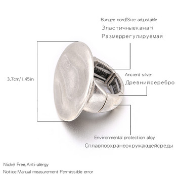 Bohemia Big Round Wave Δαχτυλίδι Γυναικείο Ανδρικό Πανκ Υπερβολικό Μοντέρνο Δαχτυλίδι Ρετρό απλό κόσμημα ελαστικό ρυθμιζόμενο δαχτυλίδι ενός μεγέθους 18mm