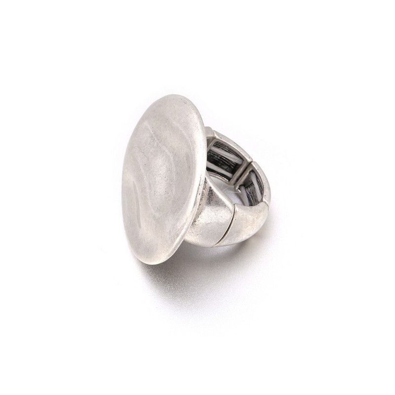 Bohemia Veliki okrugli valoviti prsten Žene Muškarci Punk Pretjerano trendi prstenje Retro Jednostavan nakit Elastični podesivi Prsten jedne veličine 18 mm