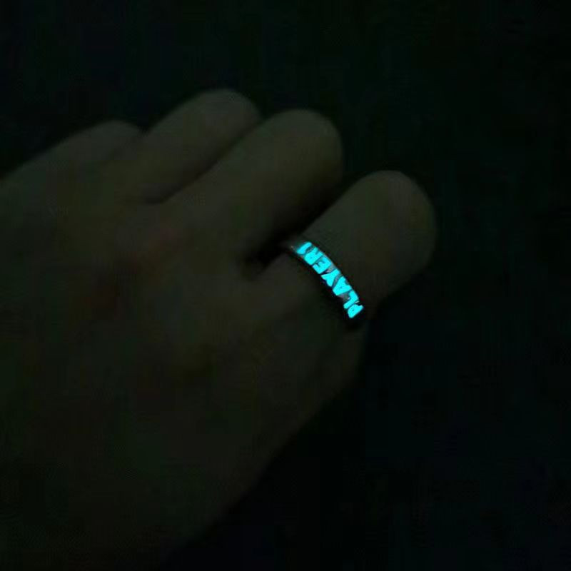 Светещ пръстен за жени Мъже Творчески светещ в тъмното Играч 1 Играч 2 Подходящ пръстен за игри за двойка Подарък за Свети Валентин