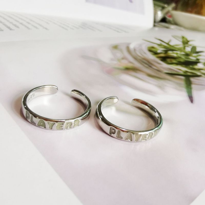 Светещ пръстен за жени Мъже Творчески светещ в тъмното Играч 1 Играч 2 Подходящ пръстен за игри за двойка Подарък за Свети Валентин