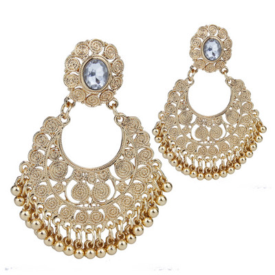 Sunspicems Fashion Boho Big Golden Drop auskarai moterims Metaliniai rutuliukai Indijos nuotakos vestuviniai papuošalai Arabiški kabantys auskarai Dovana