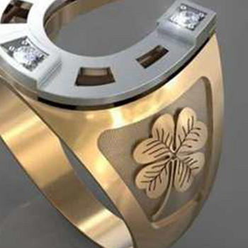 Модерни златни цветове Подкова U-образен пръстен Творчески ретро мъже Луксозен кристал Четирилистна детелина Брачни пръстени Бохо бижута