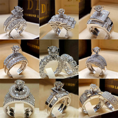 Серия от 2 бр./комплект! Модерен комплект пръстени от бял кристал Milangirl за жени, момичета, сватба, годеж, модни бижута