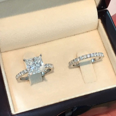 Seria 2 bucăți/set! Set inele rotunde cu cristal alb Milangirl la modă pentru femei, fete, nuntă, petrecere, bijuterii de modă